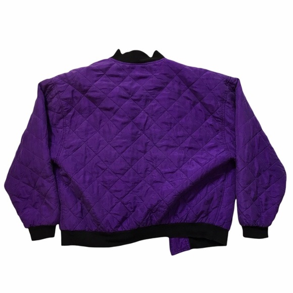 Vintage Clio Purple 100% Silk Bomber Jacket size M - Picture 2 of 2